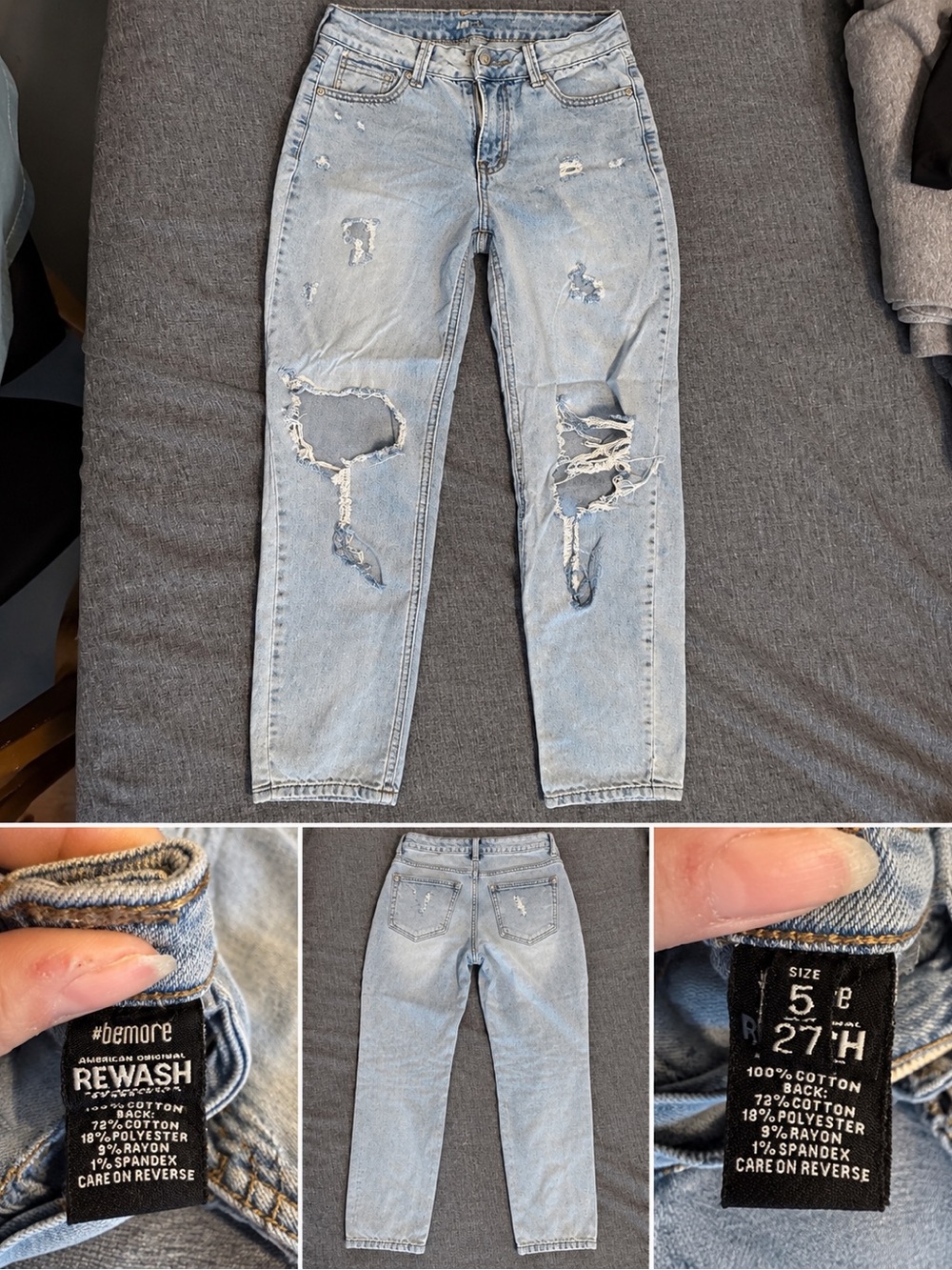 Rewash Light Blue Distressed Relaxed Men’s Jeans